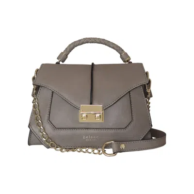 Belsac Women's Flore, Grey Leather Shoulder Bag In Gray