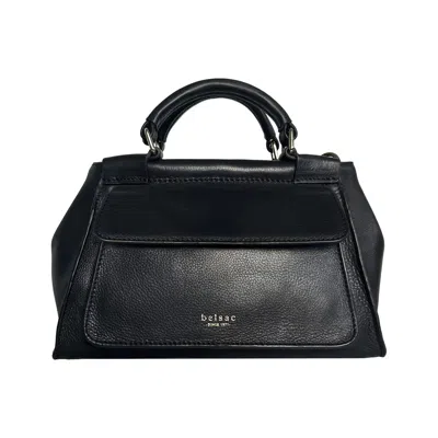 Belsac Women's Grey Rachel Black Leather Crossbody In Gray