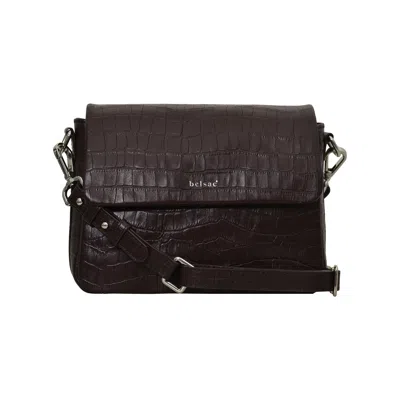 Belsac Women's Karenmari Brown Crossbody In Croco-embossed Leather