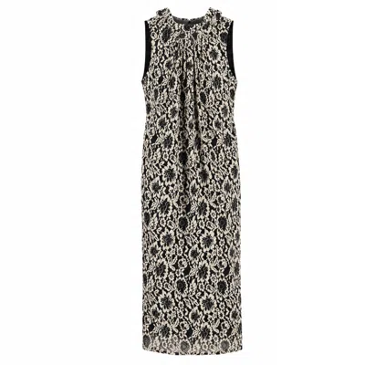 Belsize25 Women's Black / White Black & Ivory Floral Lace Open-back Maxi Dress In Black/white
