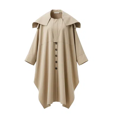 Belsize25 Women's Neutrals / Brown Wing Coat Oversized Cocoon-shaped Trench Coat
