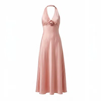 Belsize25 Women's Pink Rosa Series – Coral Dress With Handmade Rose Detail