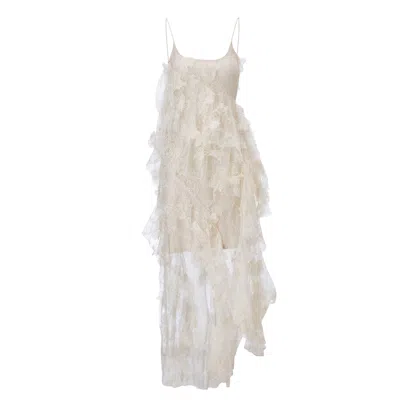 Belsize25 Women's Sakara Floral Layered Maxi Dress In White