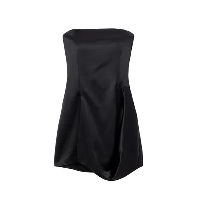 Belsize25 Women's Silent Mode Series – Acetate Pearl Satin Draped Bandeau Top In Black
