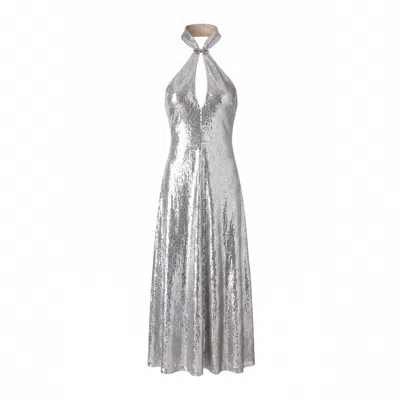 Belsize25 Women's Silver Mayfair Series – Sequinned Halterneck Mermaid Gown