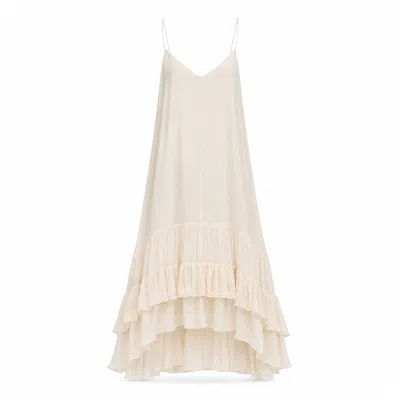 Belsize25 Women's White Layers Dress – Pure Mulberry Silk Halterneck Dress