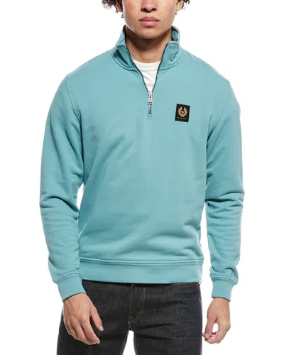 Belstaff 1/4-zip Mock Neck Sweatshirt In Blue