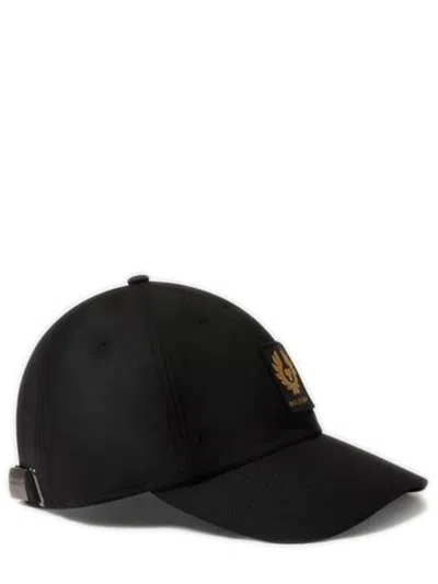 Belstaff 6-ounce Waxed Cotton Soft-texture Cap With Embroidered Phoenix Patch In Black