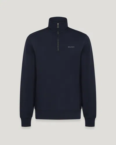 Belstaff Alloy Quarter Zip Sweatshirt In Dark Ink