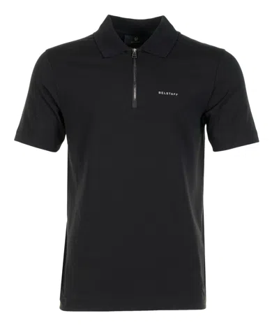 Belstaff Alloy Zip Short Sleeve Polo Shirt Black