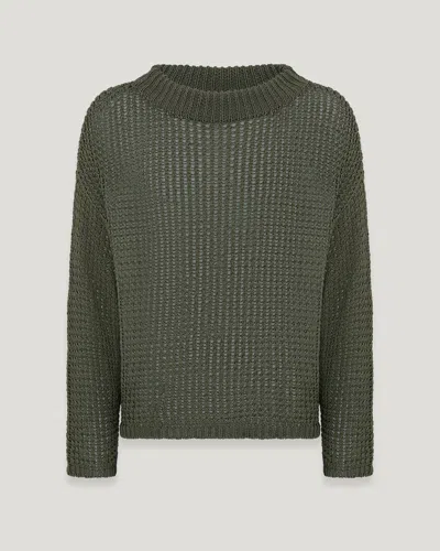 Belstaff Anchor High Neck Jumper In Army Olive