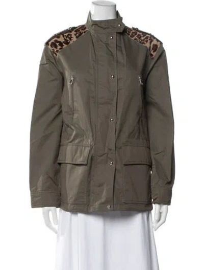 Pre-owned Belstaff Animal Print Utility Jacket In Green