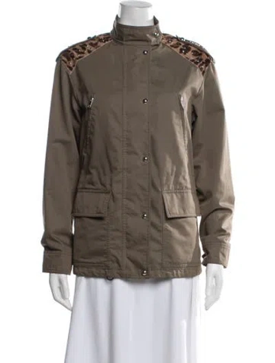 Pre-owned Belstaff Animal Print Utility Jacket In Green