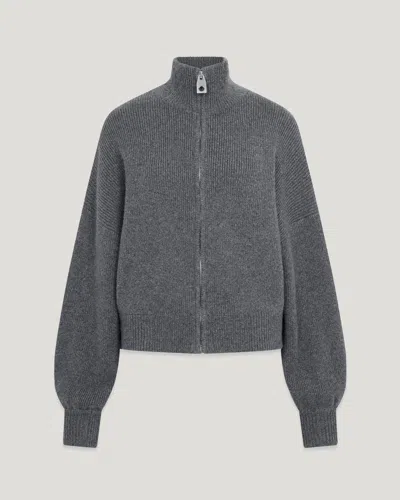 Belstaff Atol Full Zip Cardigan Wool Cashmere Blend In Gray