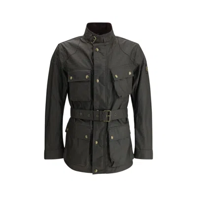 Belstaff Cotton Waterproof Belted Jacket In Black