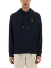 Belstaff Hooded Cotton Fleece Sweatshirt In Blue