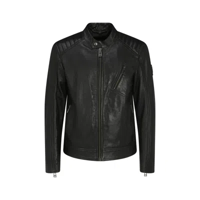 Belstaff Black Lamb Ovis Aries Leather Jacket