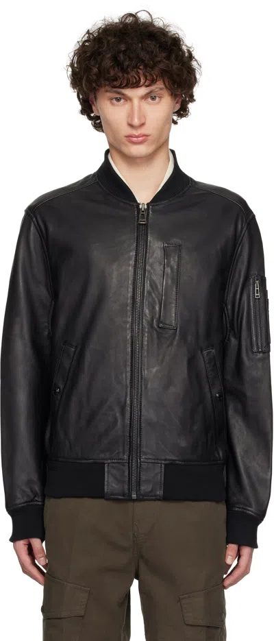 Belstaff Black Marker Leather Bomber Jacket