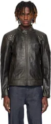 Belstaff Long Sleeve Leather Jacket In Black