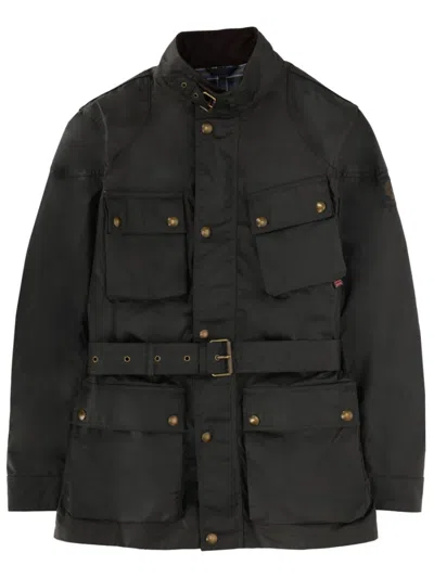 Belstaff Trialmaster Belted Multi-pocket Cotton Jacket In Black