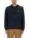 Belstaff Hooded Cotton Fleece Sweatshirt In Blue