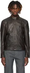 Belstaff Brown Legacy Outlaw Leather Jacket In Dark  Olive