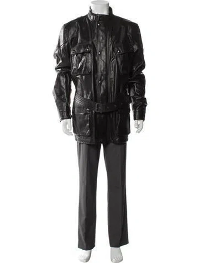 Pre-owned Belstaff Calf Leather Parka In Brown