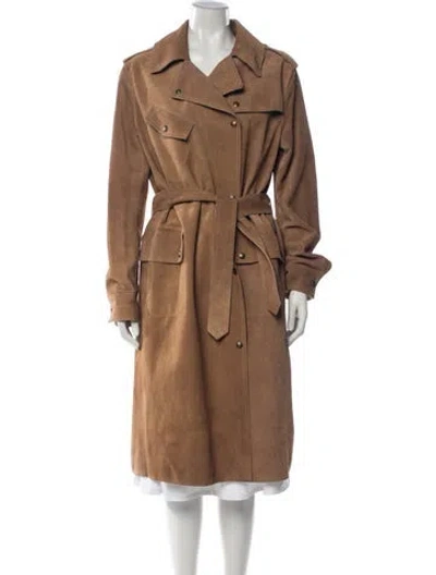 Pre-owned Belstaff Calf Leather Trench Coat In Brown