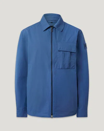 Belstaff Cargo Overshirt Compact Technical Cotton In Blue