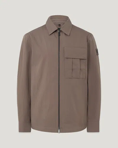 Belstaff Cargo Overshirt Compact Technical Cotton In Gray