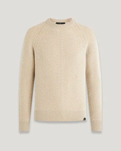 Belstaff Centenary Rib Crewneck Jumper In Chalk / British Khaki