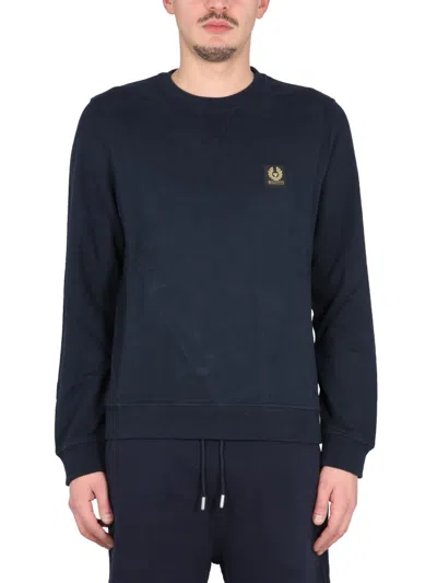 Belstaff Classic Logo Crewneck Sweatshirt For Men In Blue