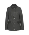 Belstaff Classic Waxed Jacket With Corduroy Collar And Golden Accents In Green