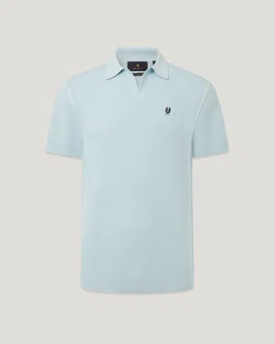 Belstaff Coast Knitted Polo Cotton Silk Pique In Blue