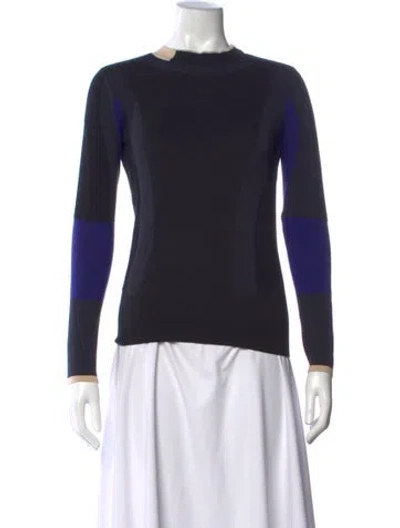 Pre-owned Belstaff Colorblock Pattern Crew Neck Top In Blue