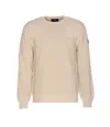 Belstaff Ribbed Crewneck Sweater Long Sleeves In Neutral