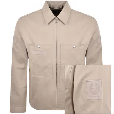 Belstaff Competition Twill Overshirt Beige In Neutral