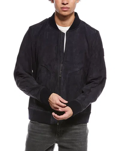 Belstaff Continental Suede Bomber Jacket In Blue