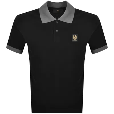 Belstaff Contrast Collar Polo T Shirt Black