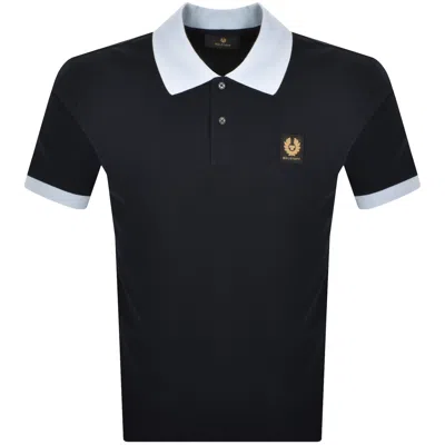 Belstaff Contrast Collar Polo T Shirt Navy In Black