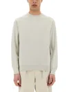 Belstaff Crew Neck Cotton Jersey Sweater In Beige