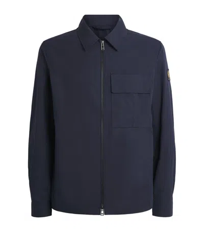 Belstaff Cotton-blend Cargo Overshirt In Blue