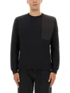 Belstaff Long Sleeve Crew Neck Knitwear With Patch In Black