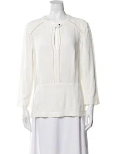 Pre-owned Belstaff Crew Neck Long Sleeve Top In White