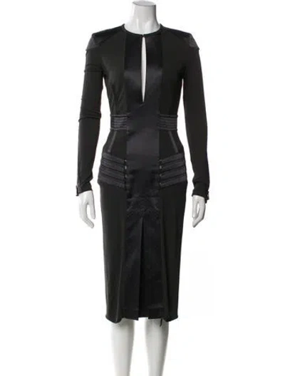 Pre-owned Belstaff Crew Neck Midi Length Dress In Black