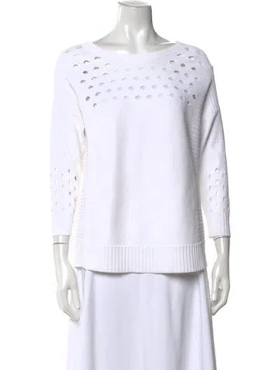 Pre-owned Belstaff Crew Neck Three-quarter Sleeve Top In White