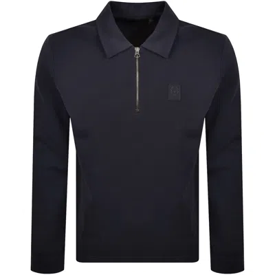 Belstaff Curator Collared Sweatshirt Navy In Blue