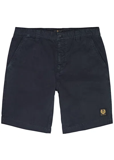 Belstaff Dalesman Logo Cotton Shorts In Navy