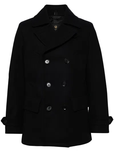 Belstaff Double-breasted Coat In Blue