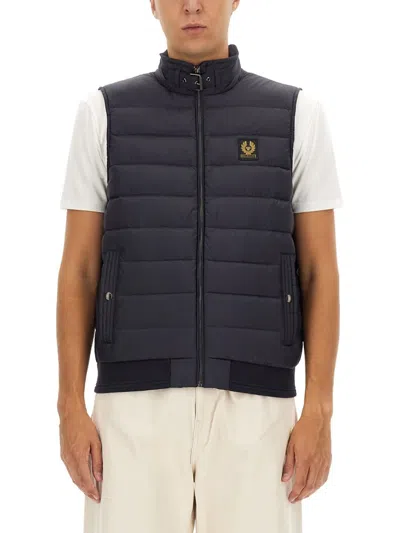 Belstaff Blue Polyamide Men Vest In Navy